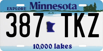 MN license plate 387TKZ