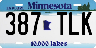 MN license plate 387TLK