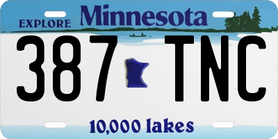 MN license plate 387TNC