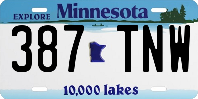 MN license plate 387TNW