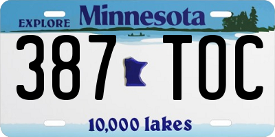 MN license plate 387TOC