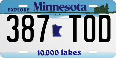 MN license plate 387TOD