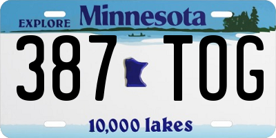 MN license plate 387TOG