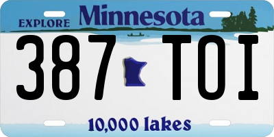 MN license plate 387TOI