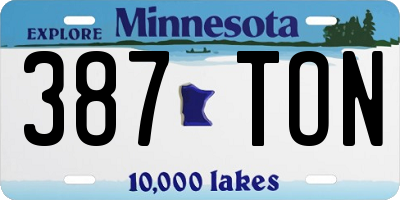 MN license plate 387TON