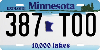 MN license plate 387TOO