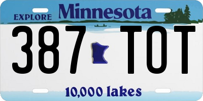 MN license plate 387TOT