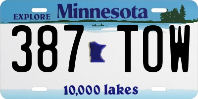 MN license plate 387TOW