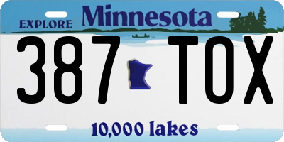 MN license plate 387TOX