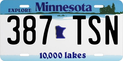 MN license plate 387TSN