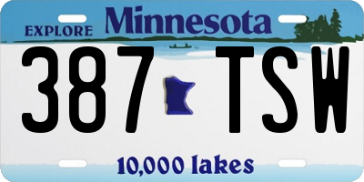 MN license plate 387TSW