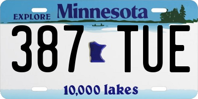 MN license plate 387TUE