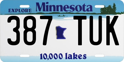 MN license plate 387TUK