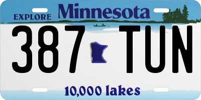 MN license plate 387TUN