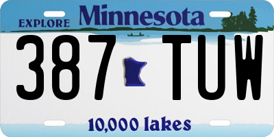 MN license plate 387TUW