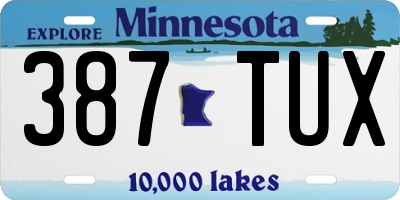 MN license plate 387TUX