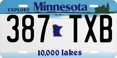 MN license plate 387TXB