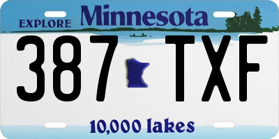 MN license plate 387TXF