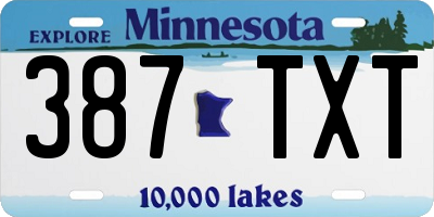 MN license plate 387TXT