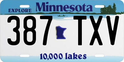 MN license plate 387TXV