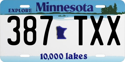 MN license plate 387TXX