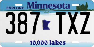 MN license plate 387TXZ