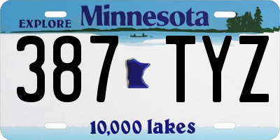 MN license plate 387TYZ