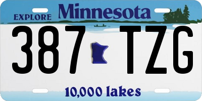 MN license plate 387TZG