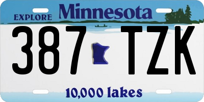 MN license plate 387TZK