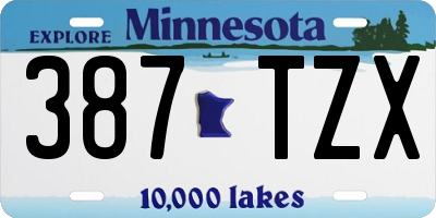 MN license plate 387TZX