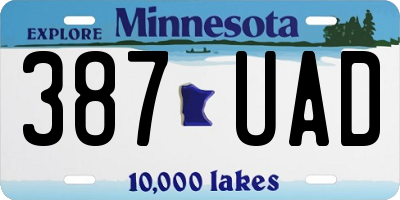MN license plate 387UAD
