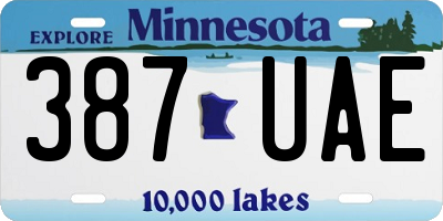 MN license plate 387UAE