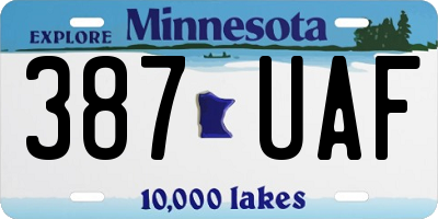 MN license plate 387UAF