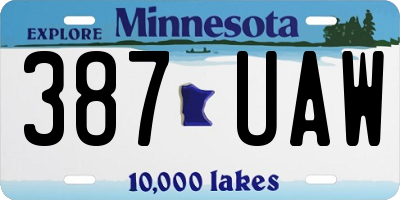 MN license plate 387UAW