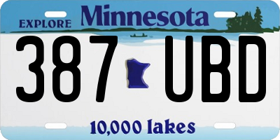 MN license plate 387UBD