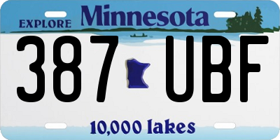 MN license plate 387UBF