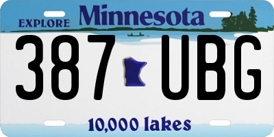 MN license plate 387UBG
