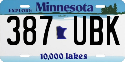 MN license plate 387UBK
