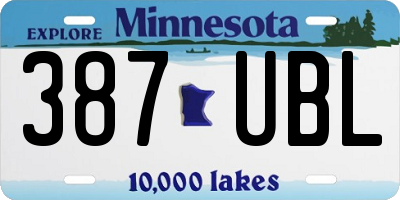 MN license plate 387UBL