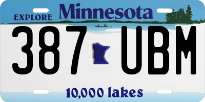 MN license plate 387UBM