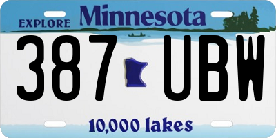 MN license plate 387UBW