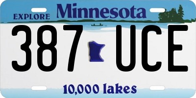 MN license plate 387UCE