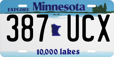 MN license plate 387UCX