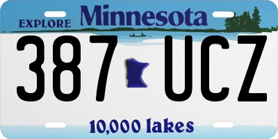 MN license plate 387UCZ