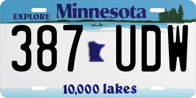 MN license plate 387UDW