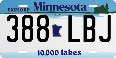 MN license plate 388LBJ