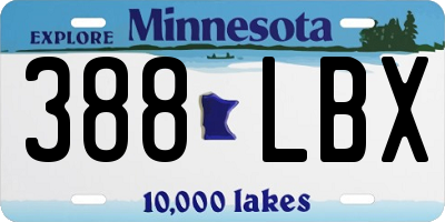 MN license plate 388LBX