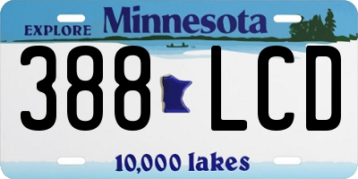 MN license plate 388LCD
