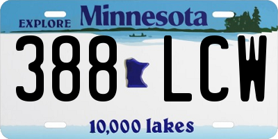 MN license plate 388LCW