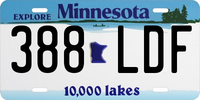 MN license plate 388LDF